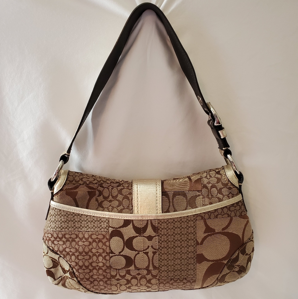 📣 Rare Large Vintage Metallic Coach Purse 🍹🍻🥃 - Picture 4 of 7
